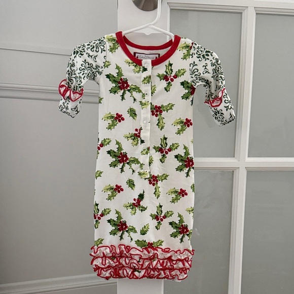SweetHoney Holly Holiday Print Newborn Nightgown - Picture 1 of 4
